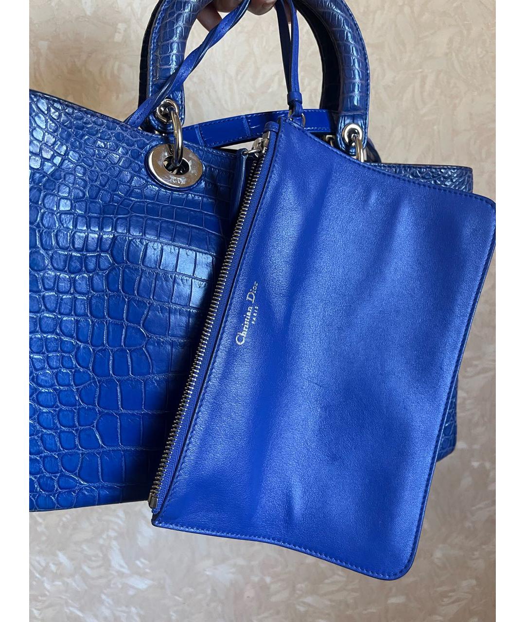 CHRISTIAN DIOR PRE-OWNED Синяя сумка с короткими ручками из экзотической кожи, фото 8