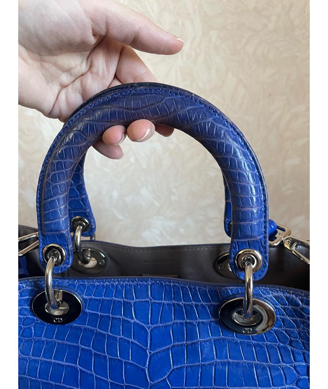 CHRISTIAN DIOR PRE-OWNED Синяя сумка с короткими ручками из экзотической кожи, фото 5