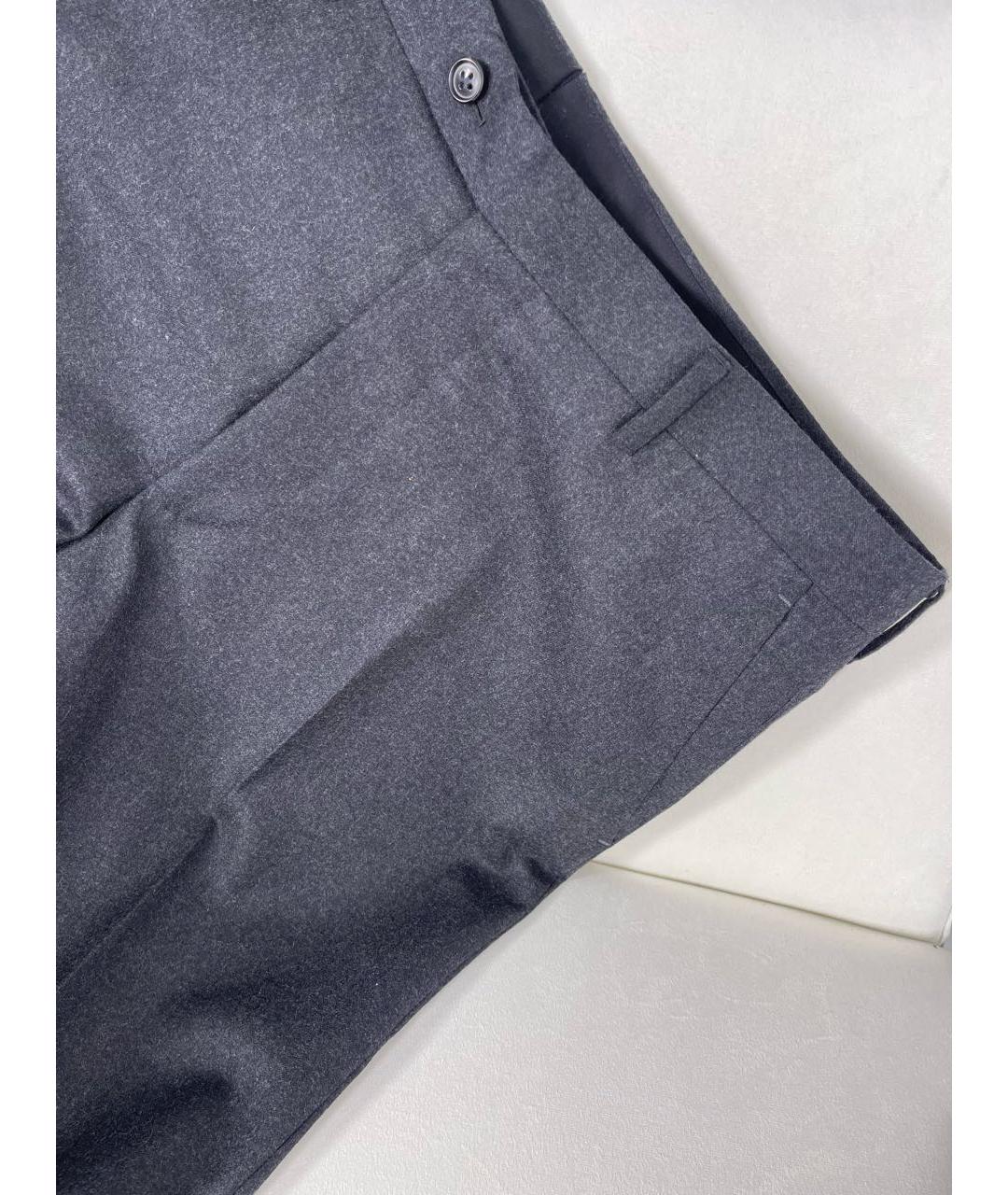 UOMO COLLEZIONI Серые шерстяные прямые брюки, фото 7
