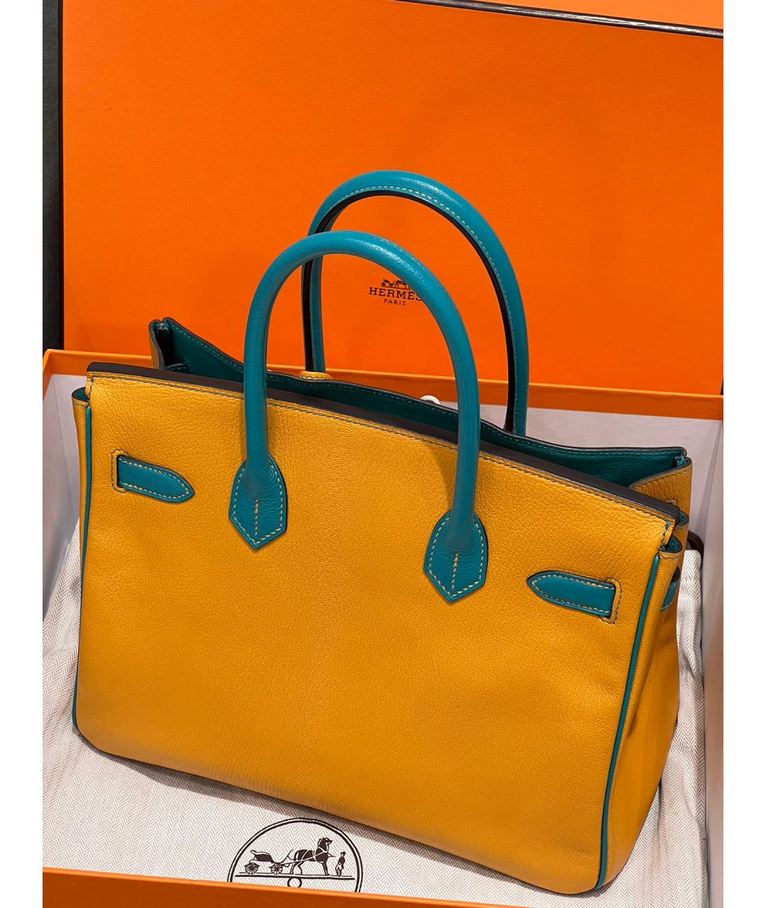 HERMES Оранжевая кожаная сумка через плечо, фото 3