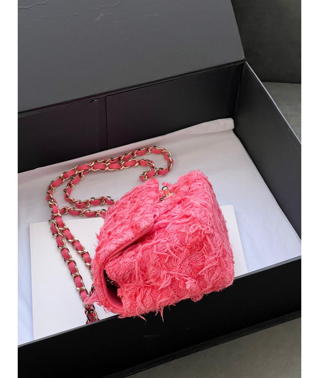 CHANEL Розовая пелетеная сумка через плечо, фото 7