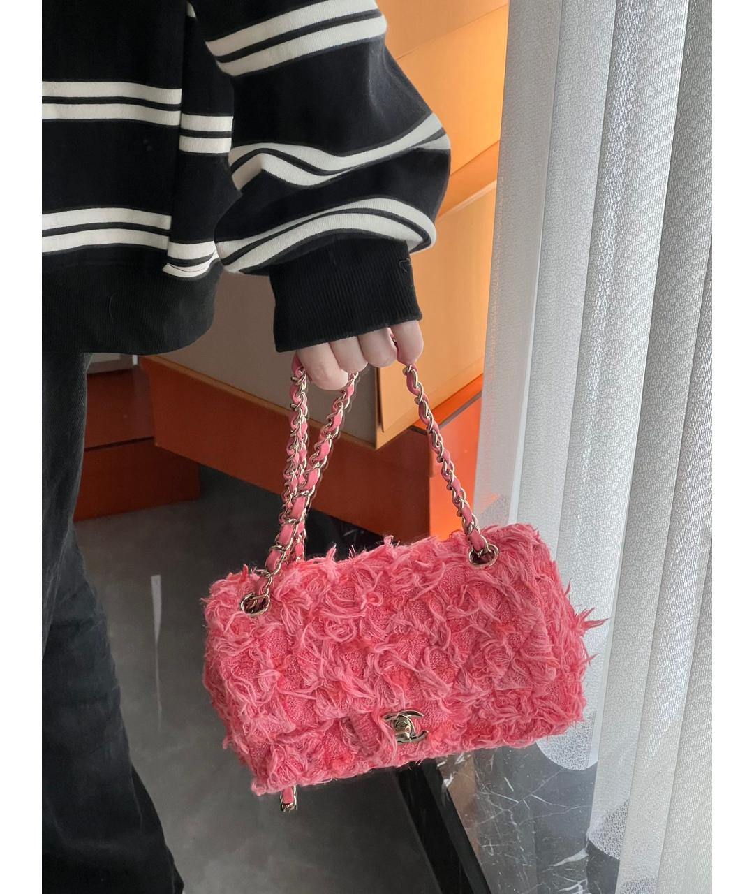 CHANEL Розовая пелетеная сумка через плечо, фото 9