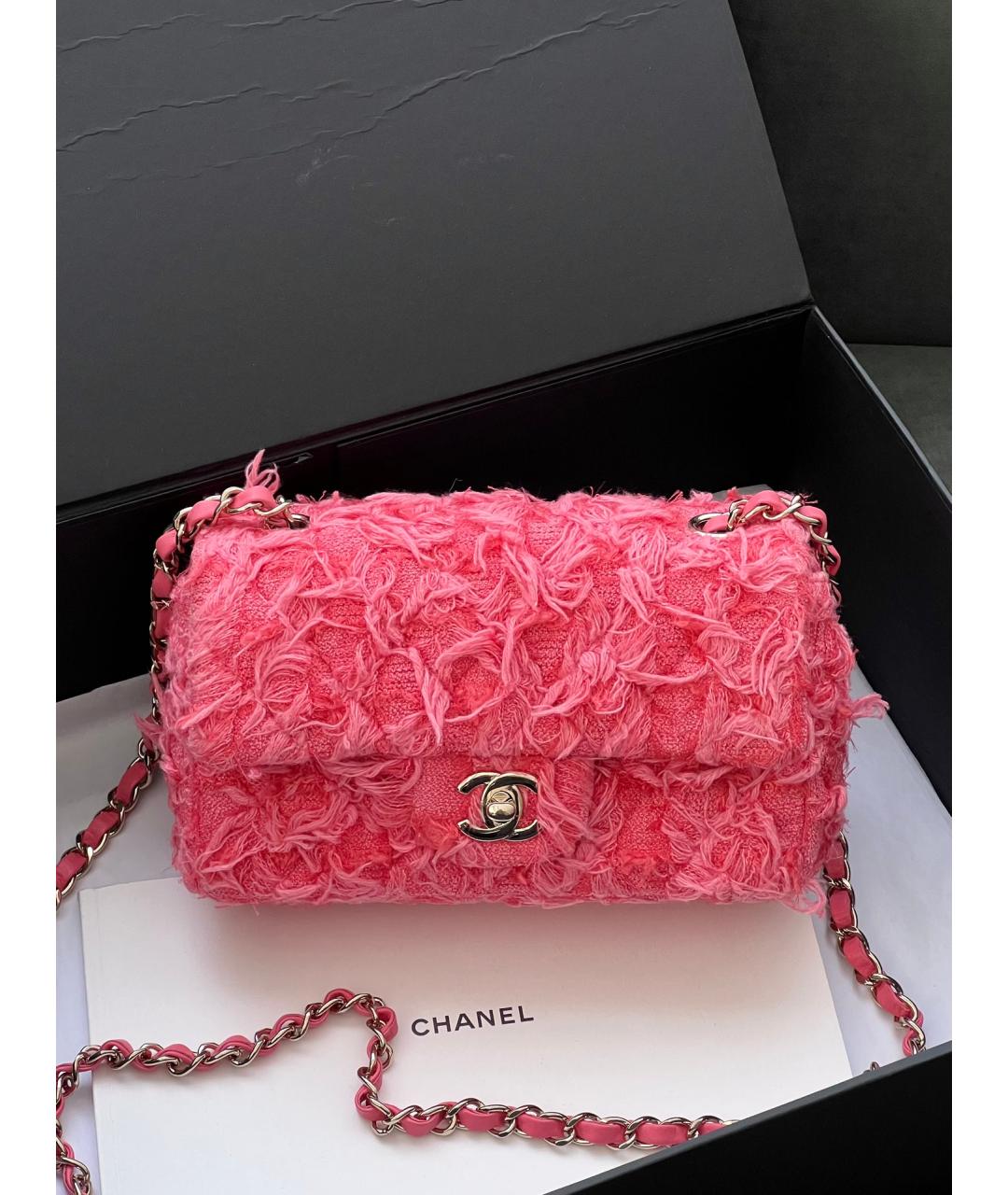 CHANEL Розовая пелетеная сумка через плечо, фото 10