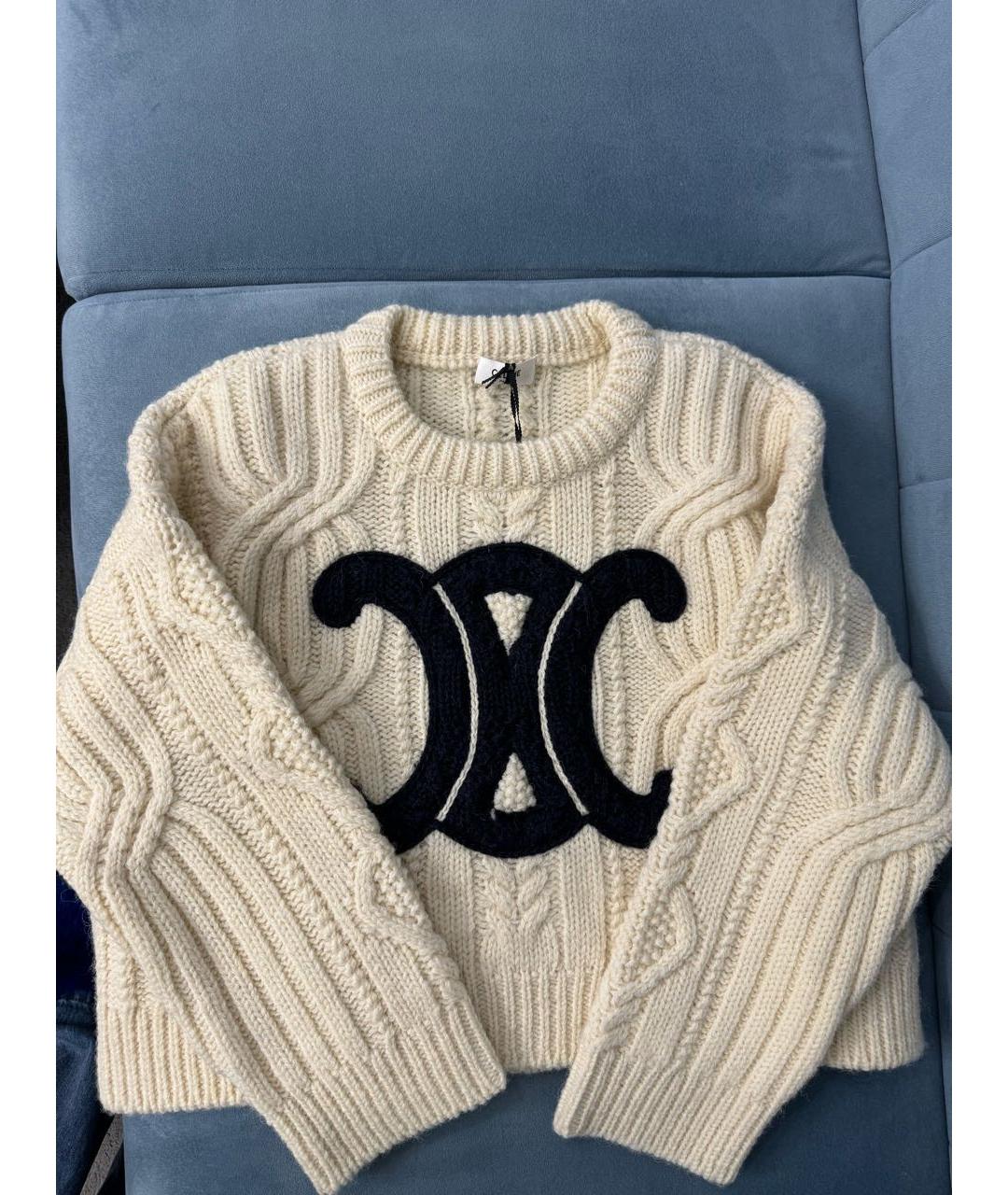 CELINE PRE-OWNED Бежевый шерстяной джемпер / свитер, фото 2