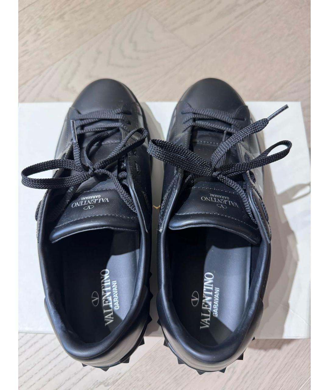VALENTINO Черные кожаные низкие кроссовки / кеды, фото 3