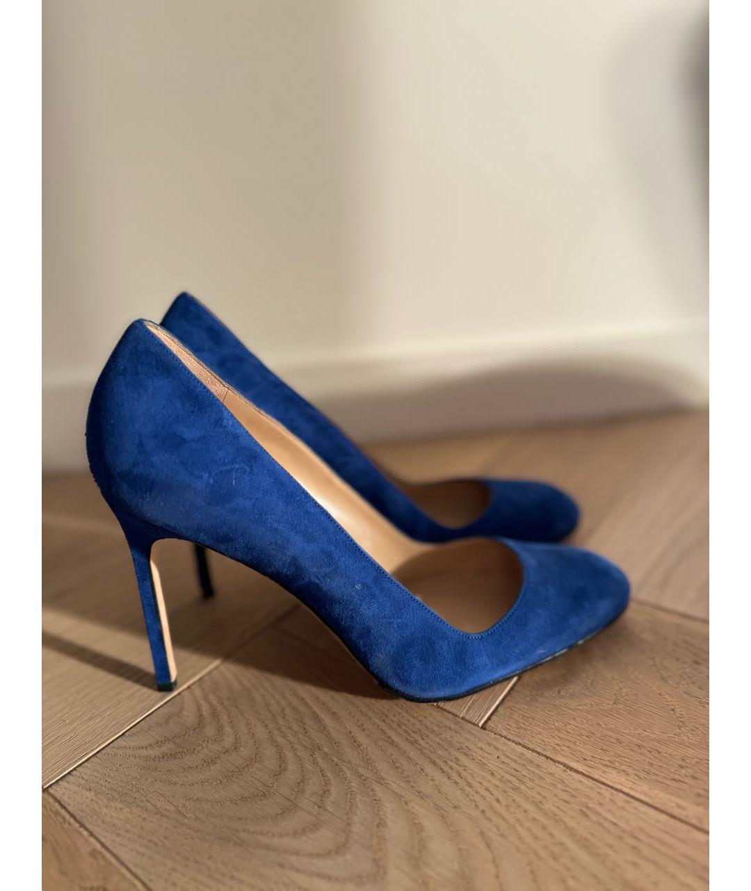 MANOLO BLAHNIK Синие бархатные туфли, фото 5
