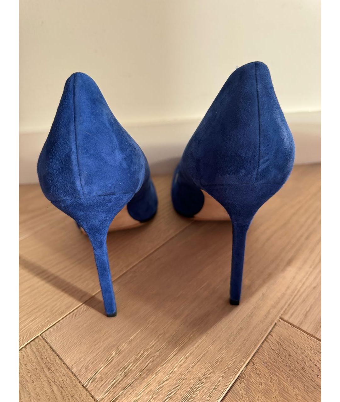 MANOLO BLAHNIK Синие бархатные туфли, фото 3
