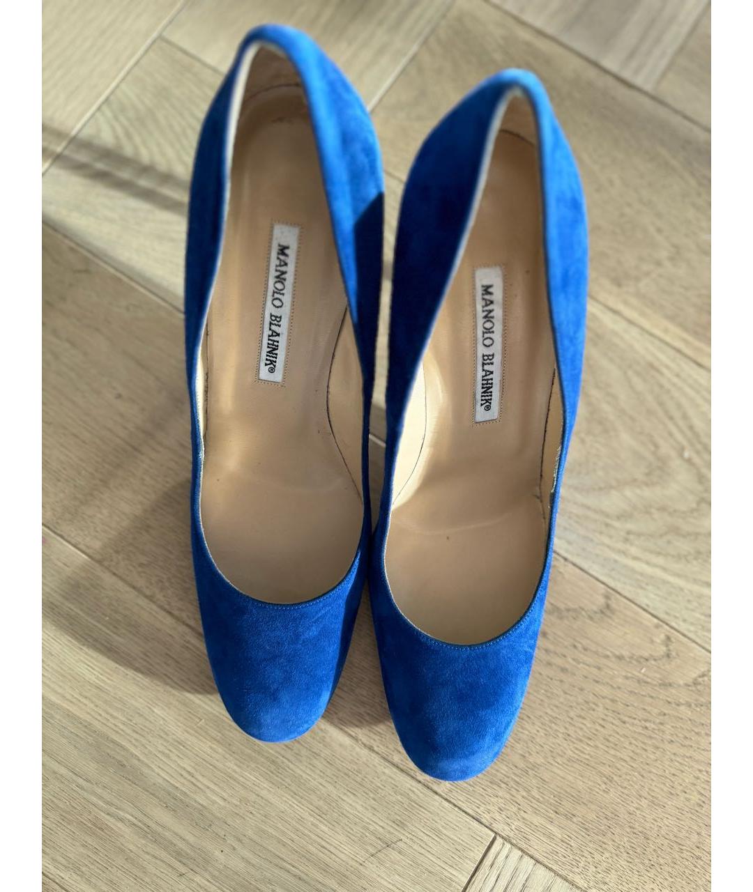 MANOLO BLAHNIK Синие бархатные туфли, фото 2