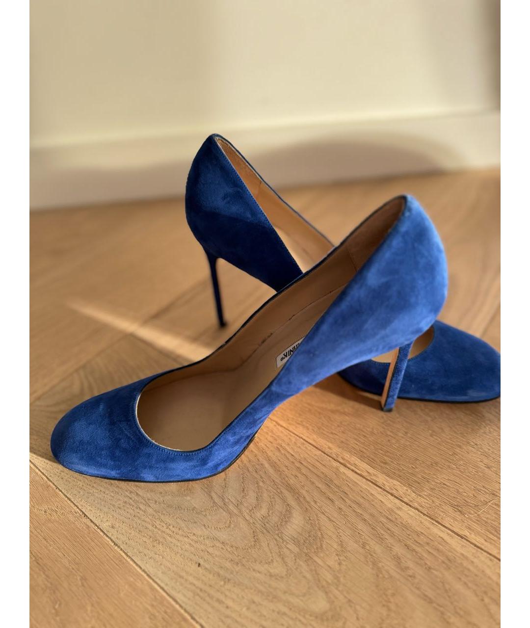 MANOLO BLAHNIK Синие бархатные туфли, фото 4