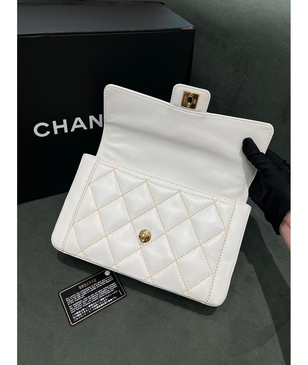CHANEL Белая кожаная сумка через плечо, фото 6
