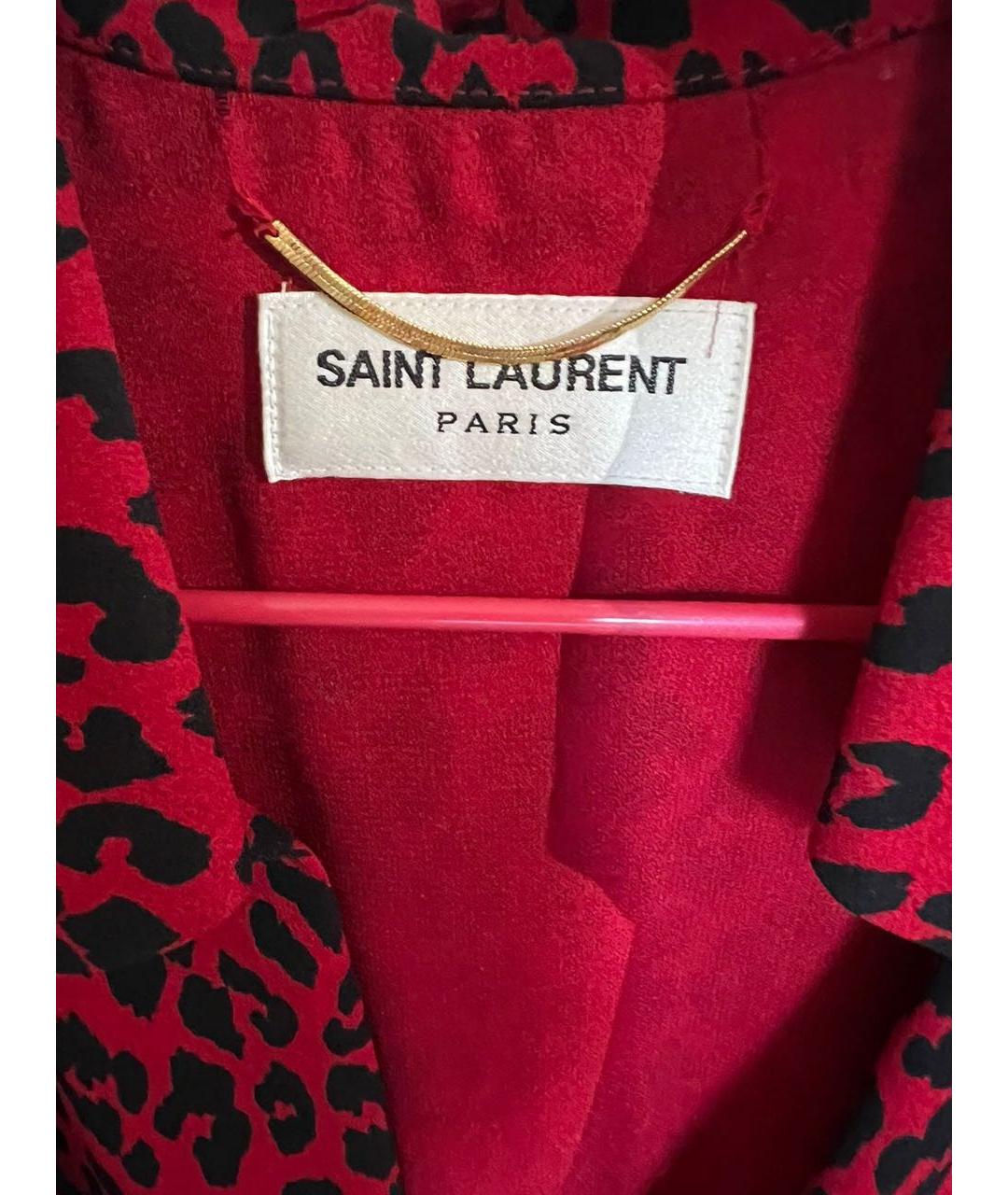 SAINT LAURENT Красное шелковое коктейльное платье, фото 4