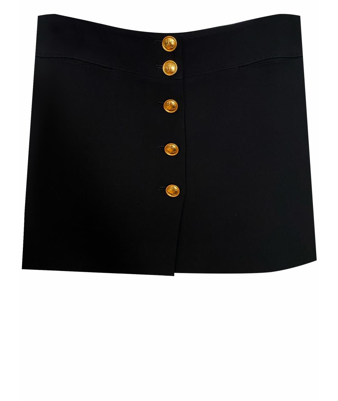 VALENTINO Черная шерстяная юбка мини, фото 1
