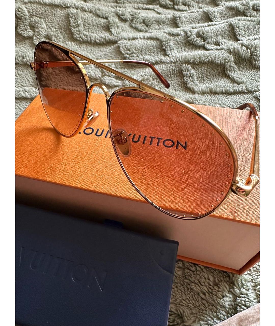 LOUIS VUITTON PRE-OWNED Золотые металлические солнцезащитные очки, фото 3