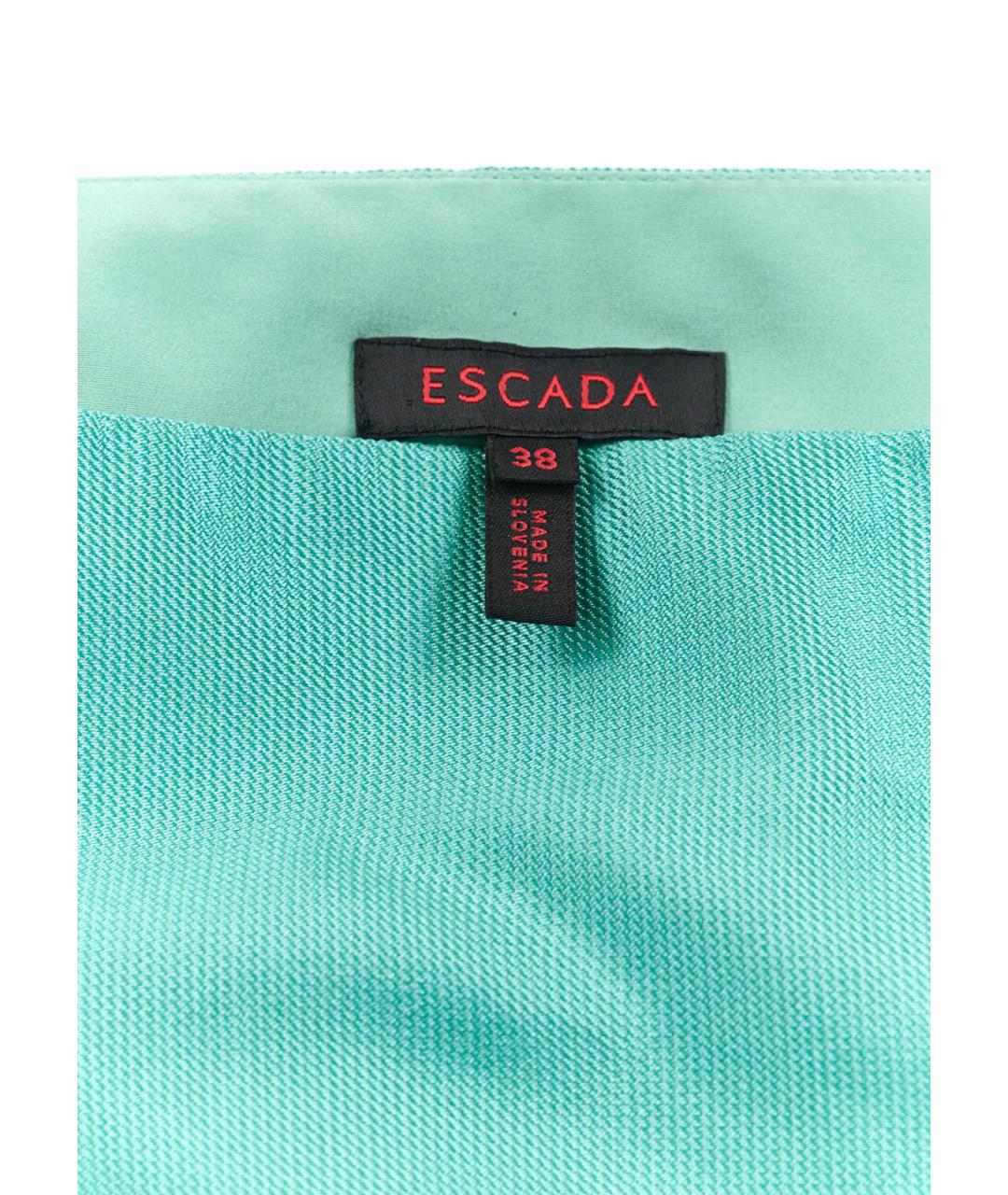 ESCADA Бирюзовая шелковая юбка мини, фото 3