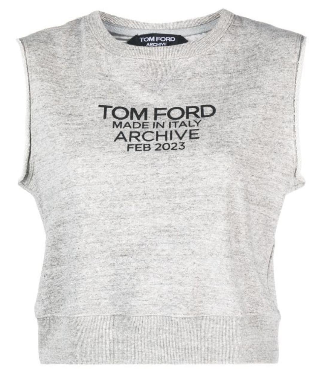 TOM FORD Серая хлопковая футболка, фото 1