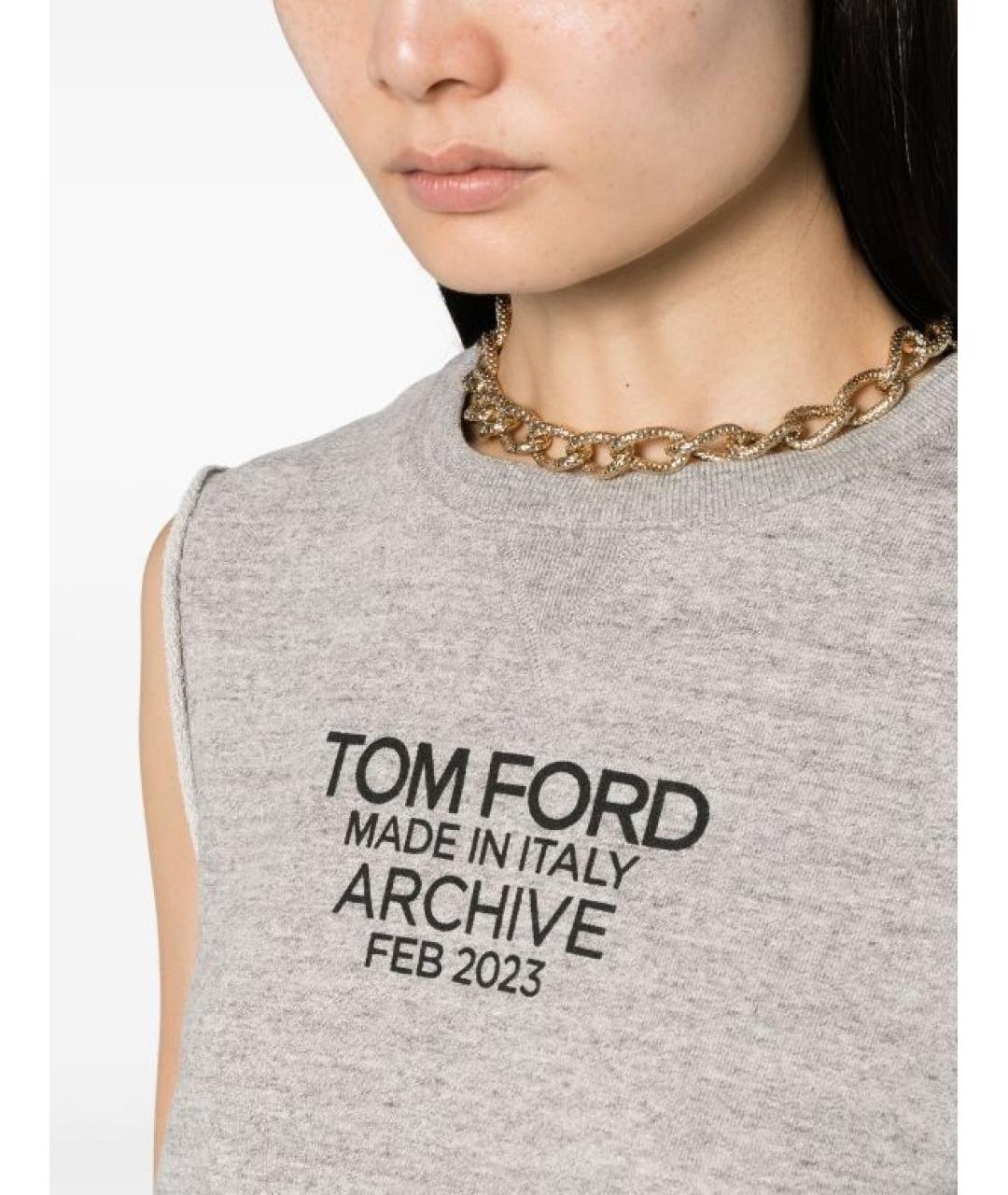 TOM FORD Серая хлопковая футболка, фото 5