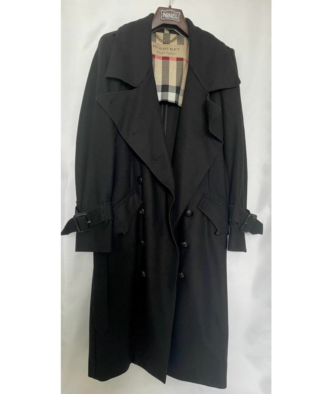 BURBERRY Черное шерстяное пальто, фото 6