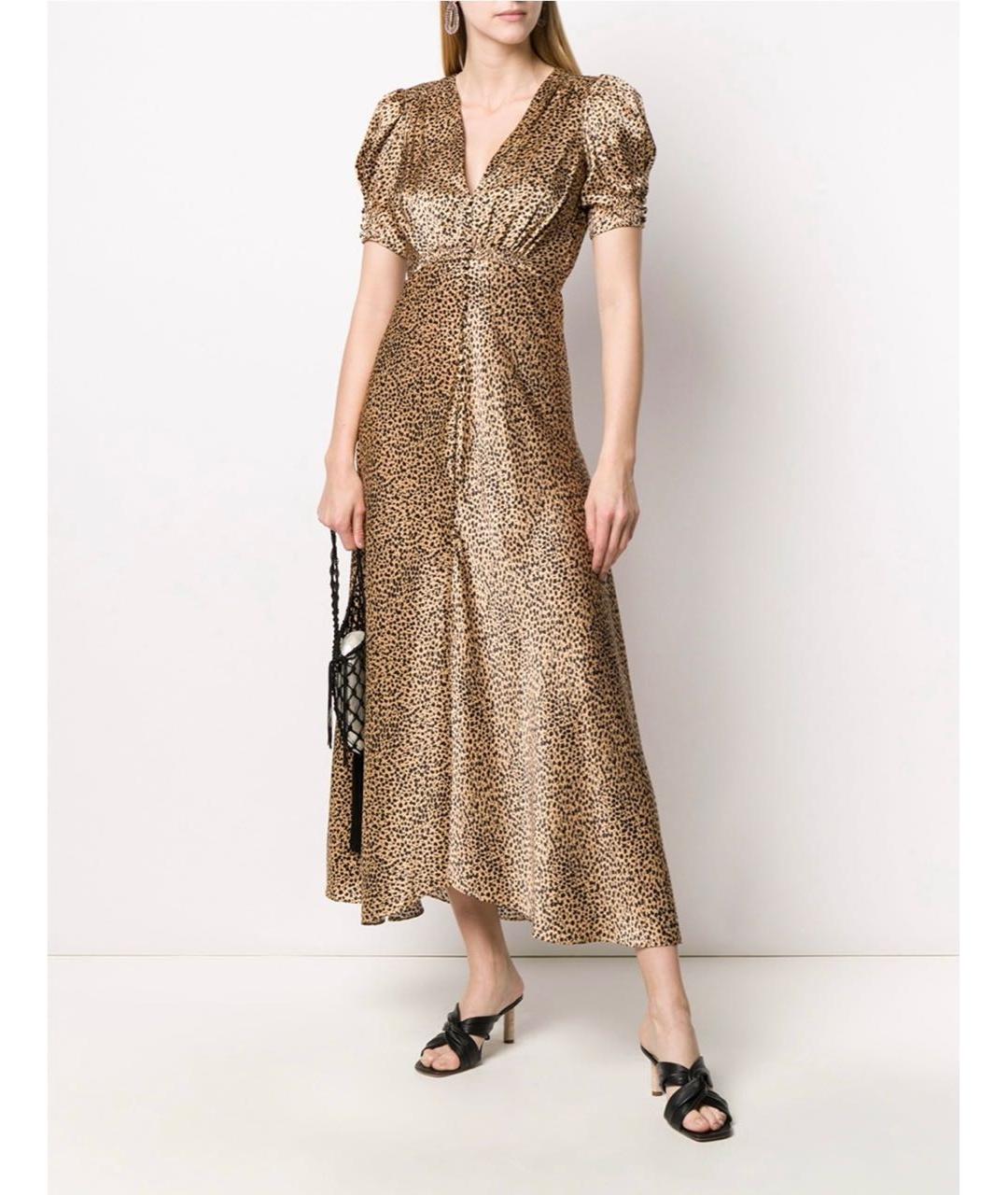 SALONI Золотое шелковое коктейльное платье, фото 6