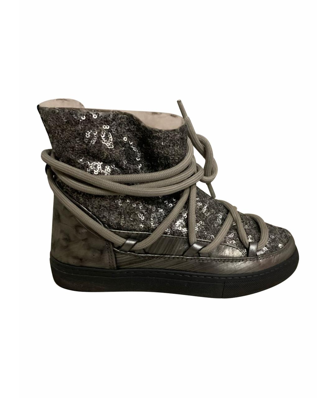 INUIKII Серебряные кожаные ботинки, фото 1