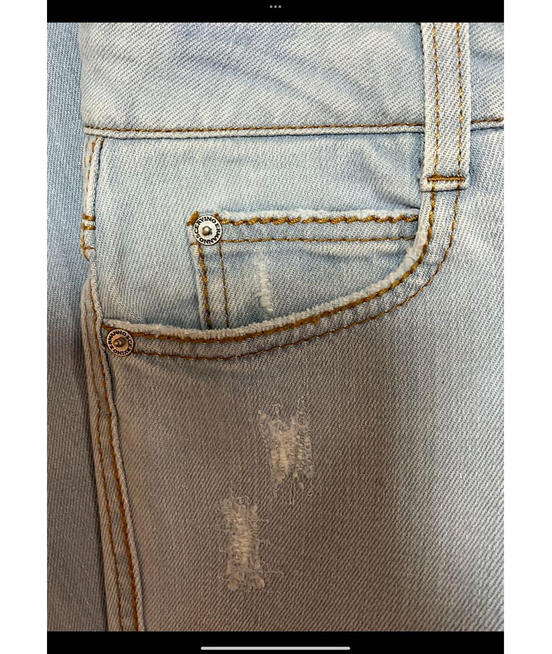 ERMANNO SCERVINO Голубые хлопко-эластановые джинсы клеш, фото 8