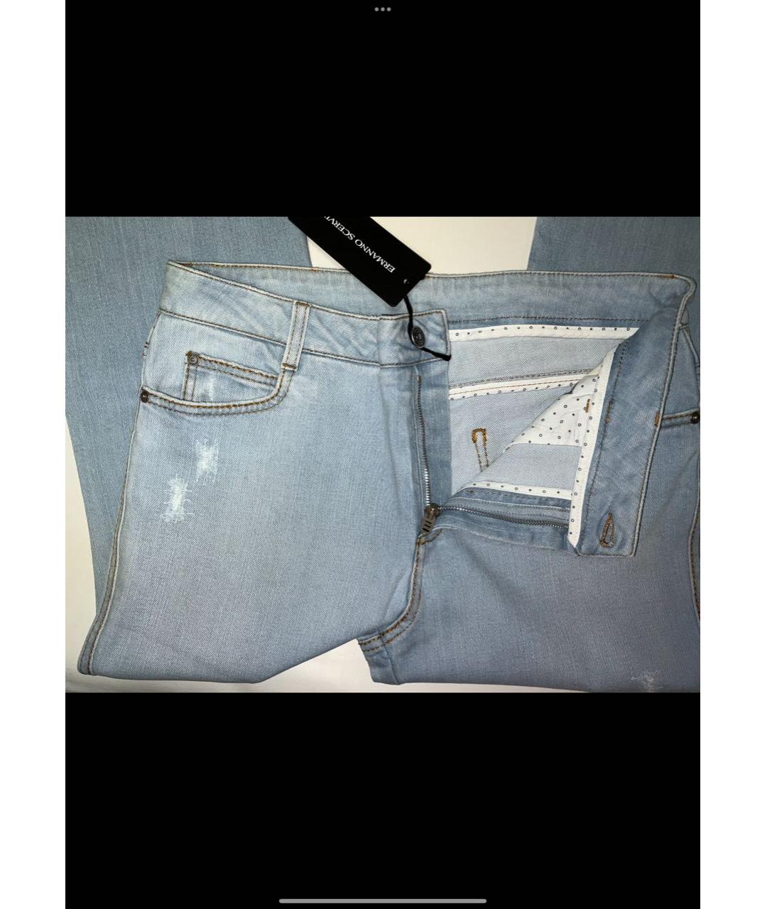 ERMANNO SCERVINO Голубые хлопко-эластановые джинсы клеш, фото 3