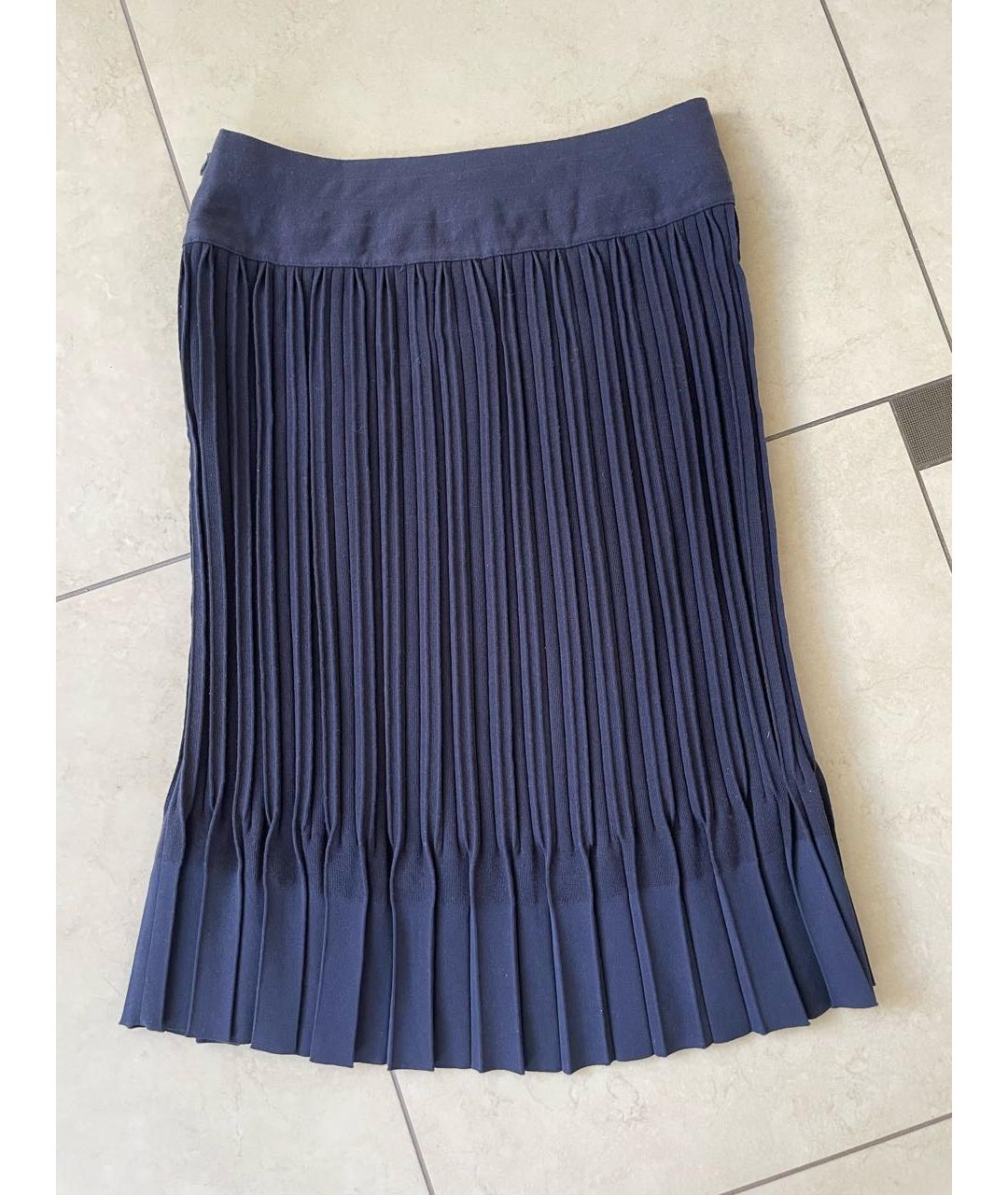 CHANEL PRE-OWNED Темно-синяя вискозная юбка миди, фото 2