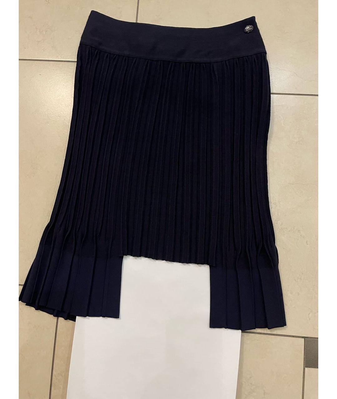 CHANEL PRE-OWNED Темно-синяя вискозная юбка миди, фото 6