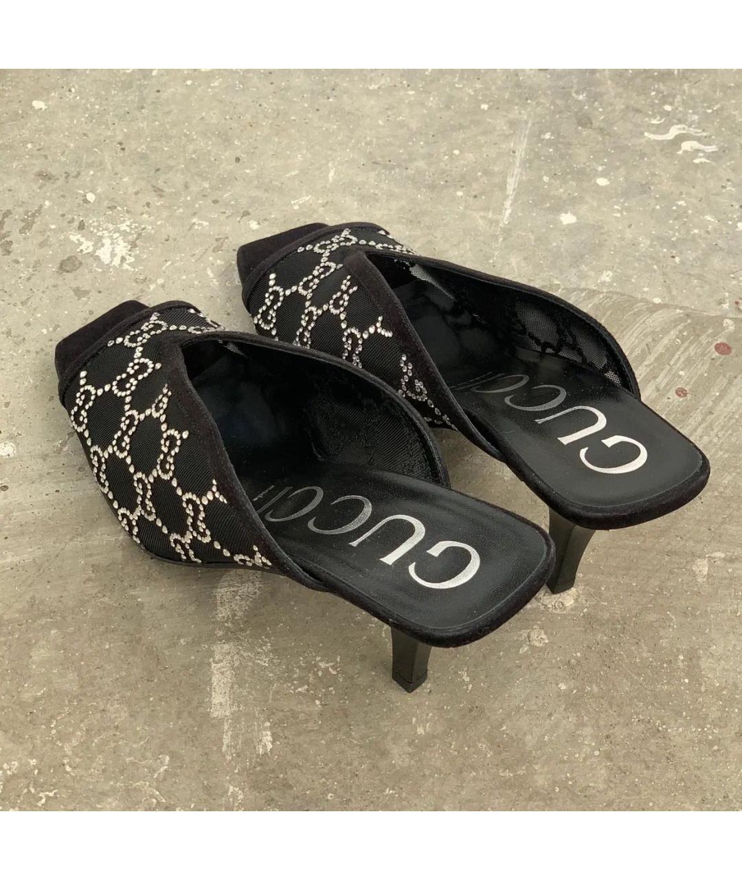 GUCCI Черные текстильные мюли, фото 3