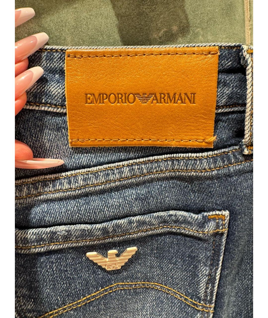 EMPORIO ARMANI Темно-синие хлопко-эластановые прямые джинсы, фото 5