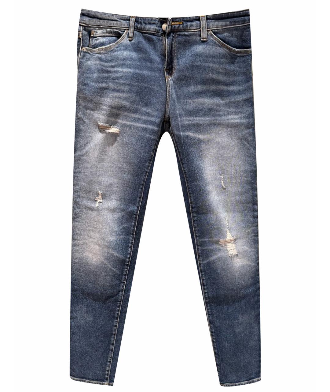EMPORIO ARMANI Темно-синие хлопко-эластановые прямые джинсы, фото 1
