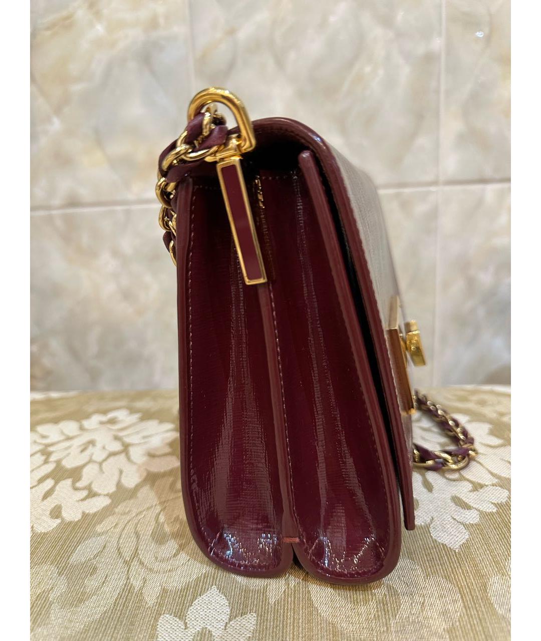 FENDI Бордовая сумка через плечо из лакированной кожи, фото 5