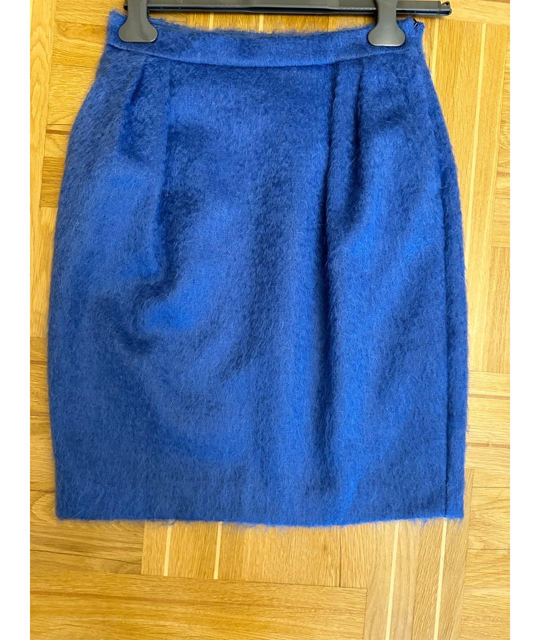 MAX MARA Синяя шерстяная юбка миди, фото 5