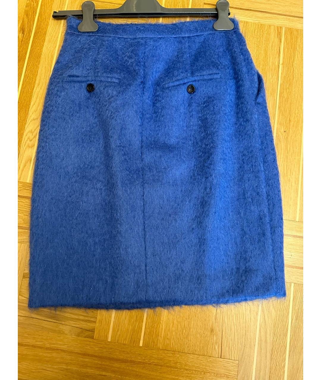 MAX MARA Синяя шерстяная юбка миди, фото 3