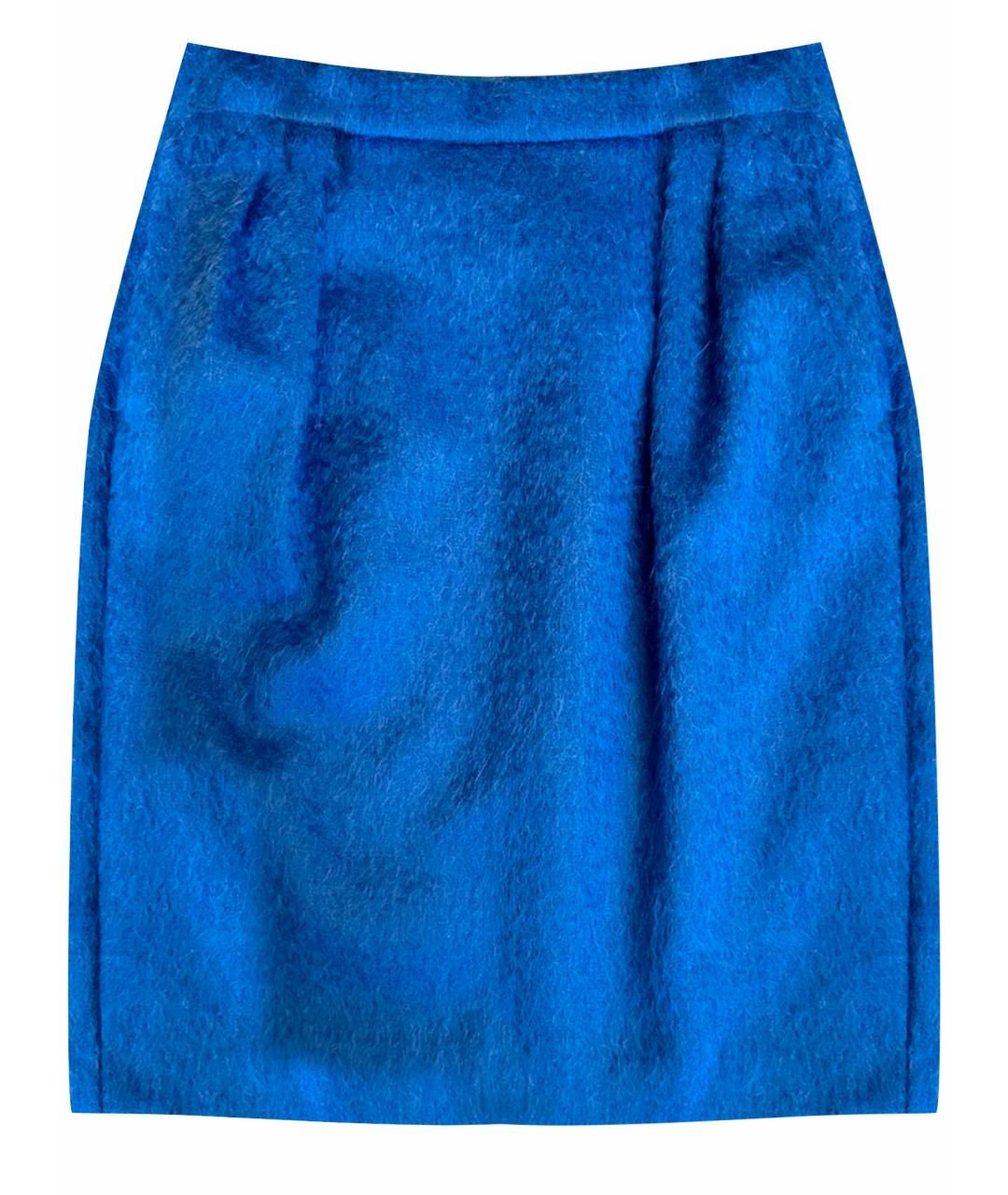 MAX MARA Синяя шерстяная юбка миди, фото 1