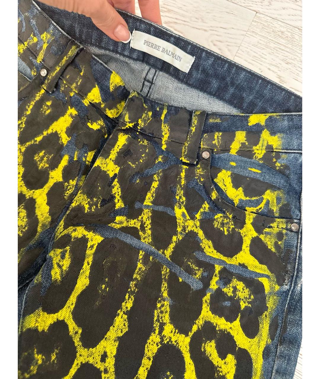 PIERRE BALMAIN Желтые хлопковые джинсы слим, фото 4