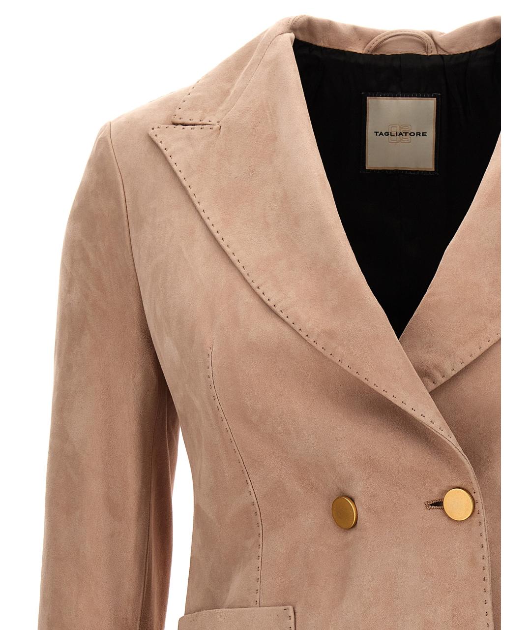 TAGLIATORE Розовый кожаный жакет/пиджак, фото 3