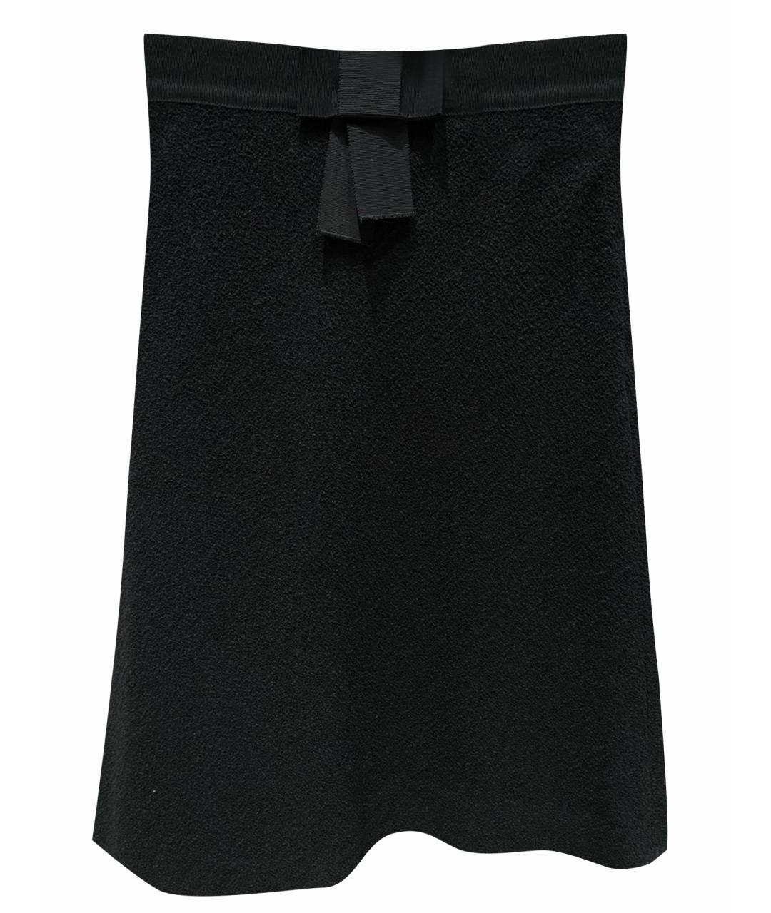 MIU MIU Черная шерстяная юбка миди, фото 1