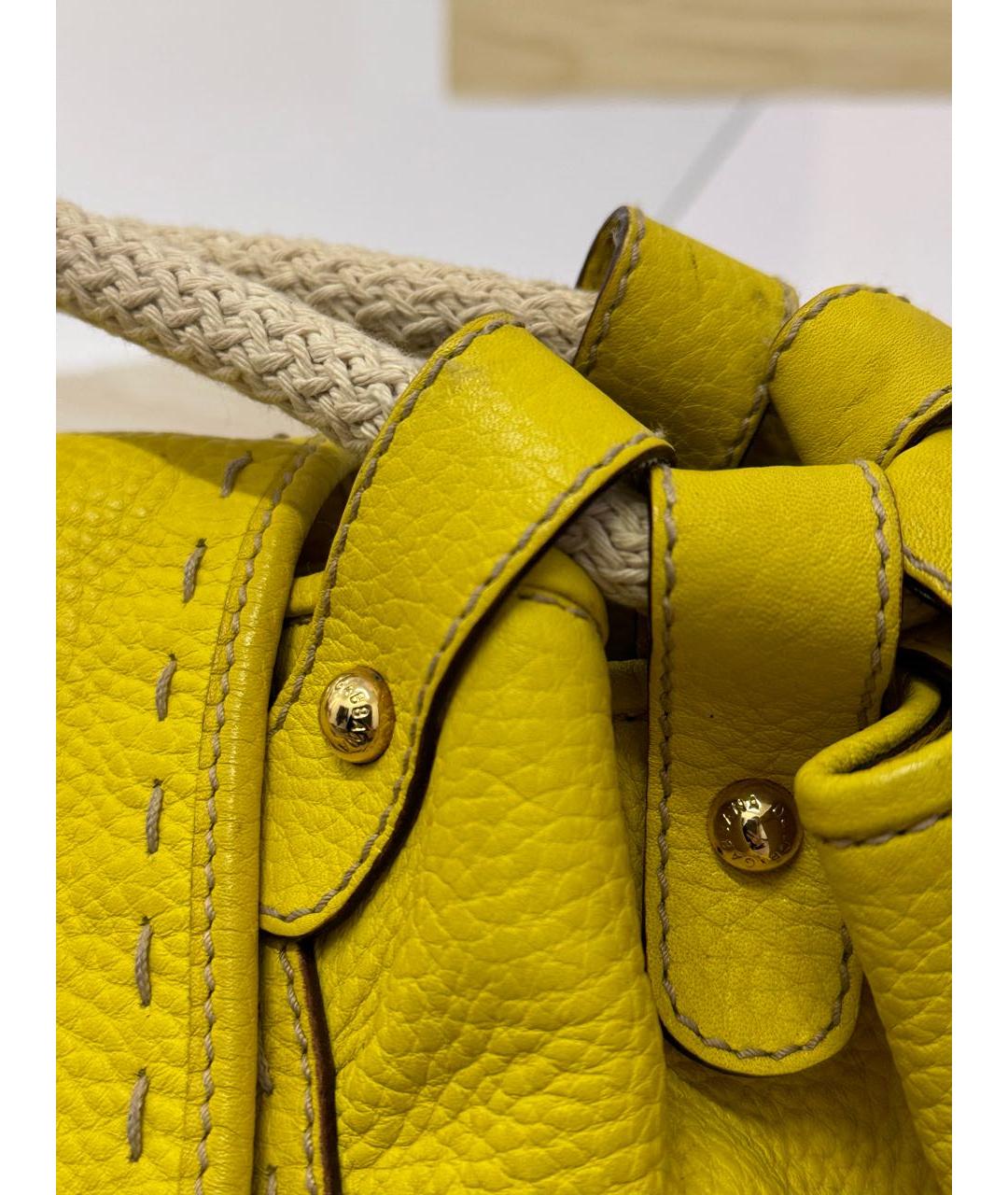 DOLCE&GABBANA Желтая кожаная сумка с короткими ручками, фото 6