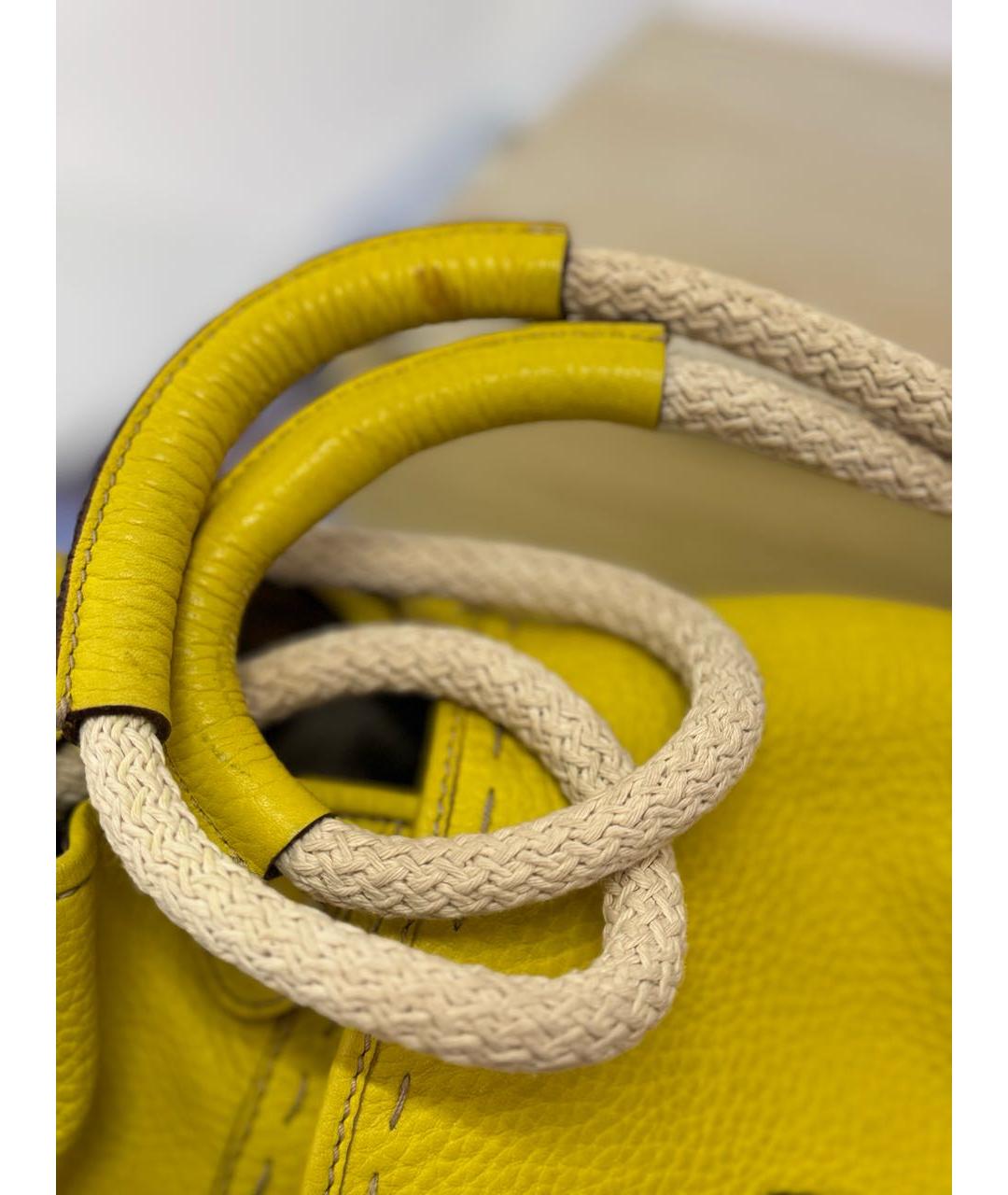 DOLCE&GABBANA Желтая кожаная сумка с короткими ручками, фото 7