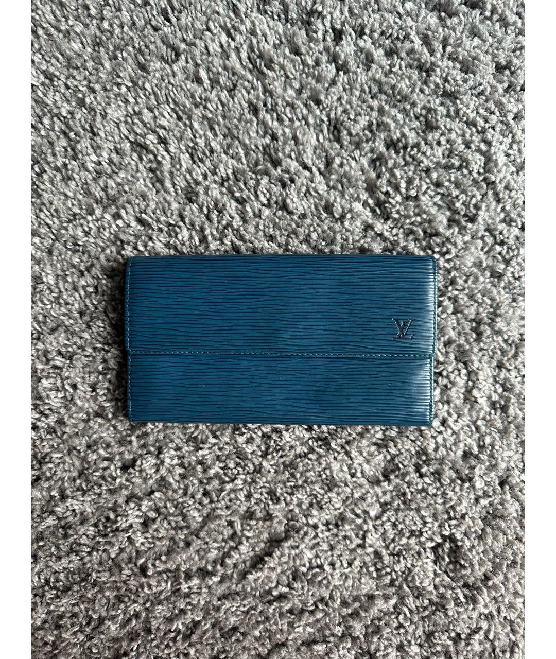 LOUIS VUITTON Синий кожаный кошелек, фото 2