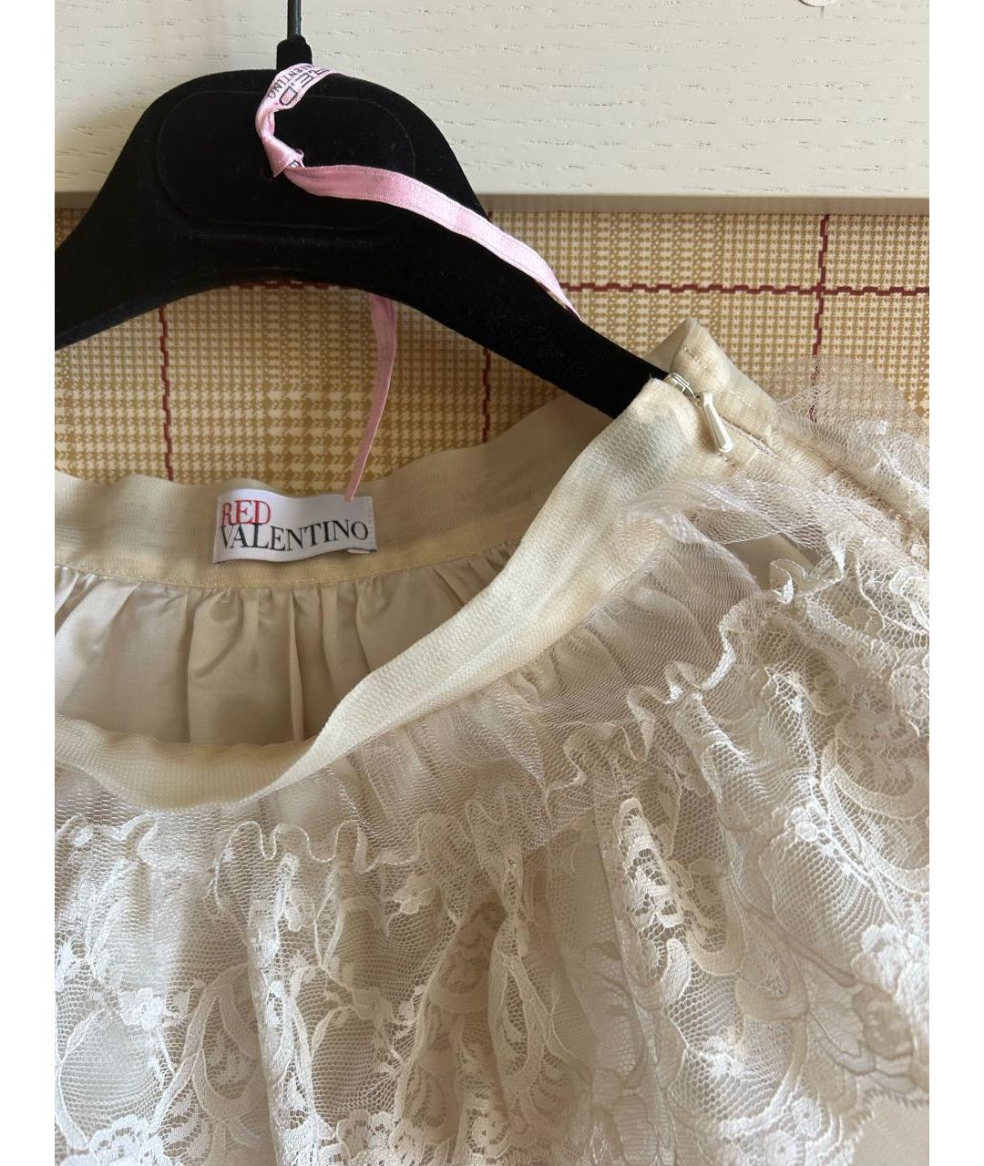RED VALENTINO Бежевая полиэстеровая юбка миди, фото 3