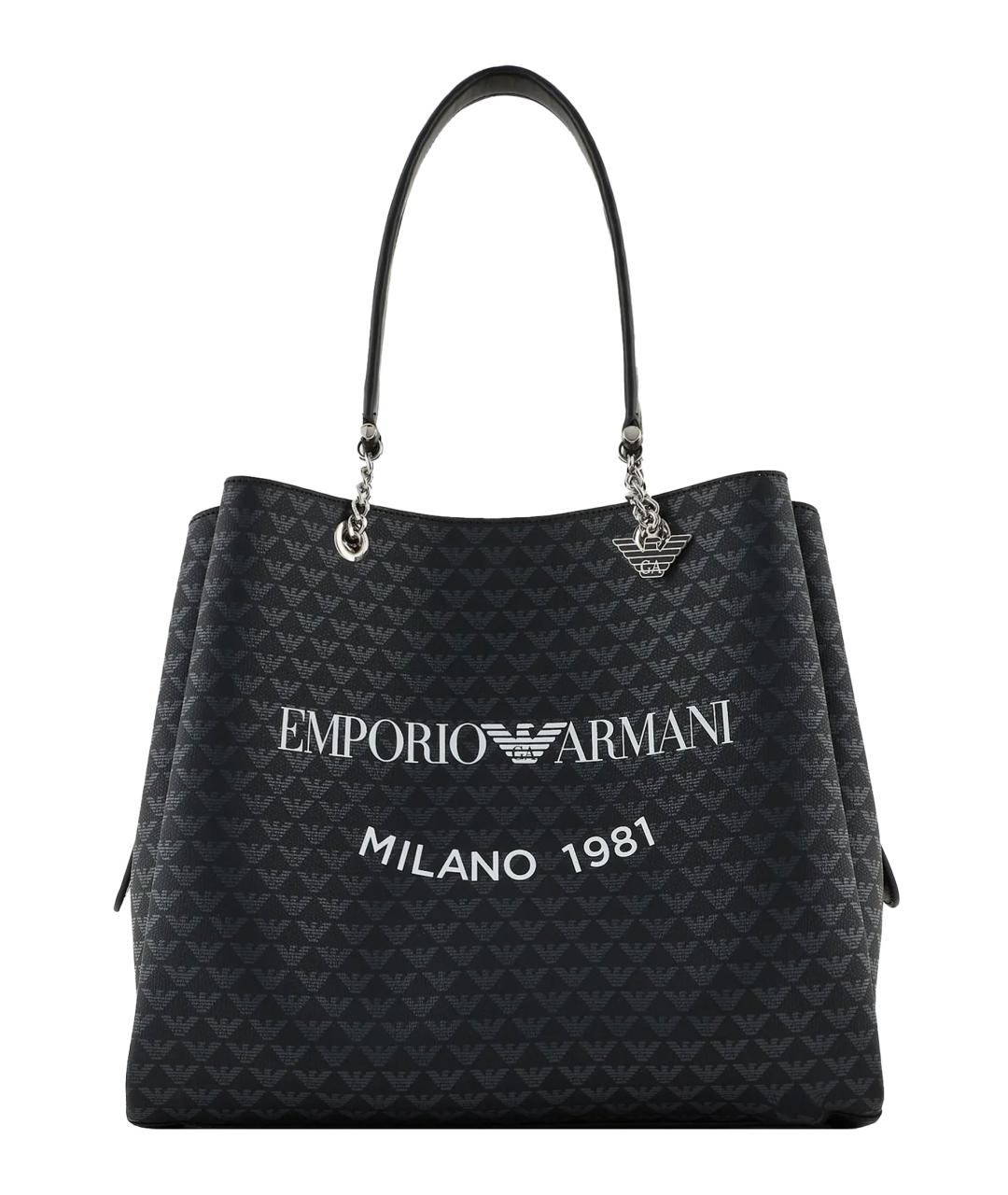 EMPORIO ARMANI Черная синтетическая сумка тоут, фото 1