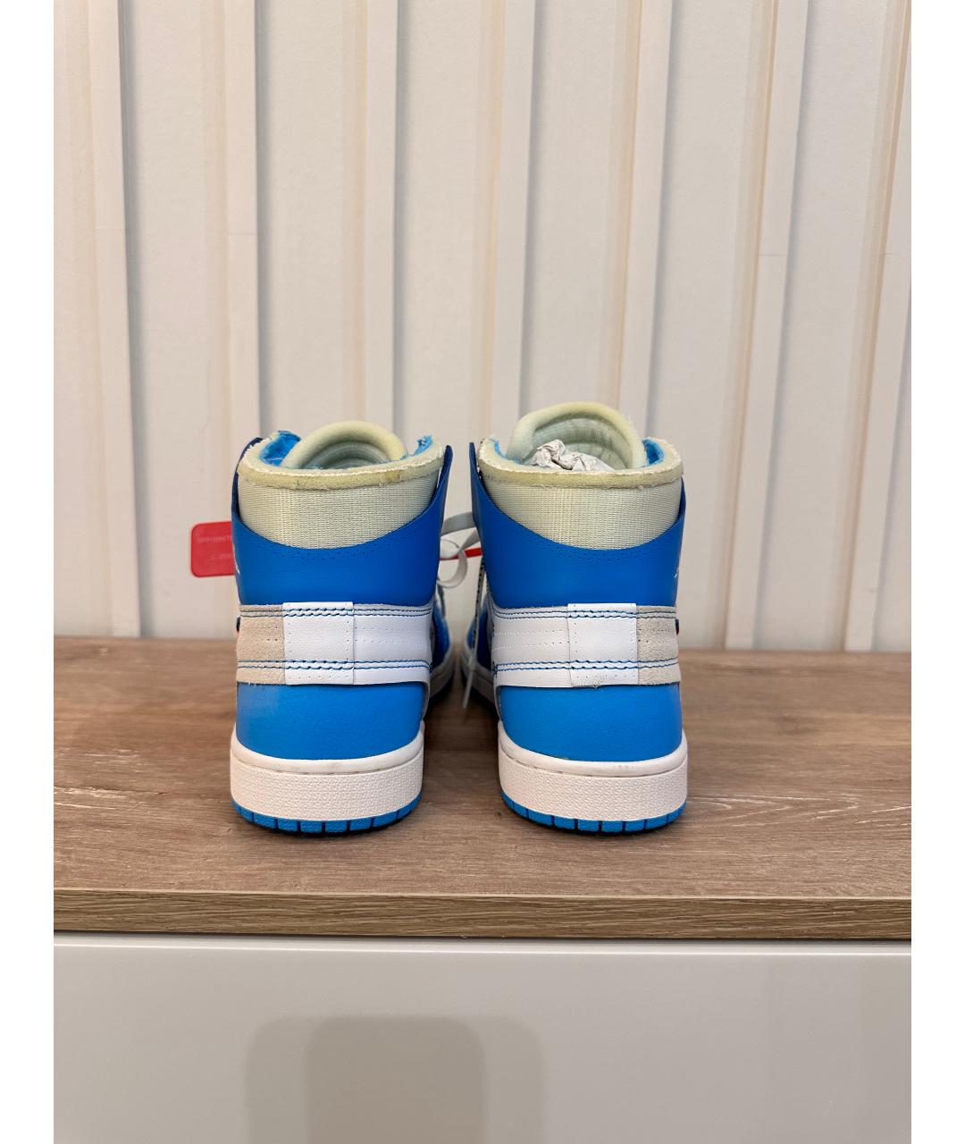 NIKE X OFF-WHITE Голубые кожаные высокие кроссовки / кеды, фото 4