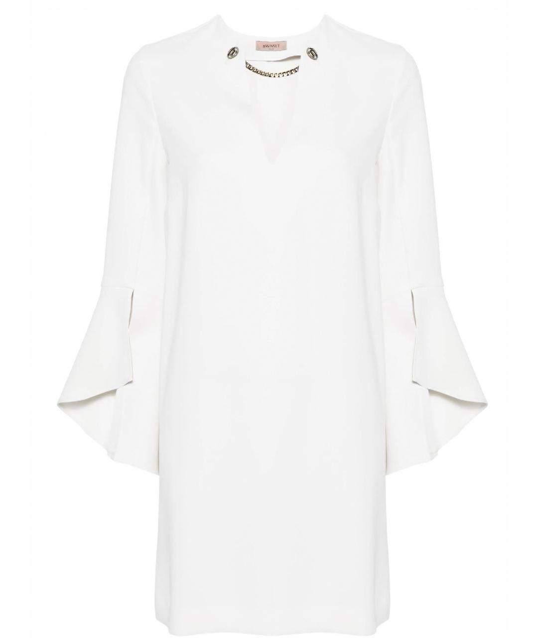 TWIN-SET Белое полиэстеровое повседневное платье, фото 1