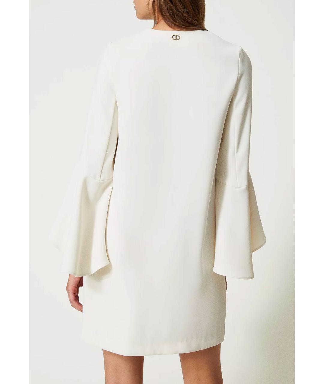 TWIN-SET Белое полиэстеровое повседневное платье, фото 3