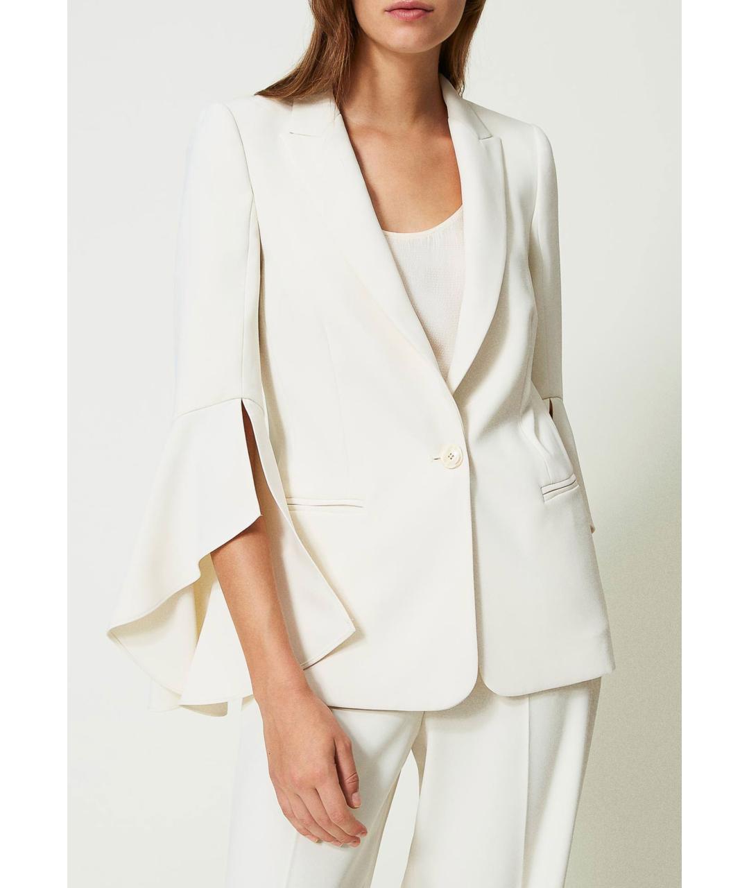 TWIN-SET Белый полиэстеровый жакет/пиджак, фото 5