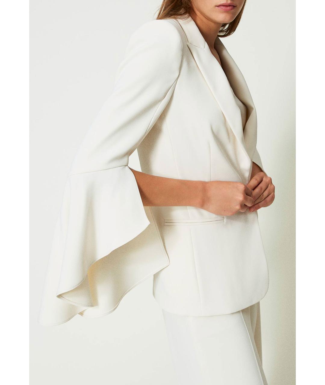 TWIN-SET Белый полиэстеровый жакет/пиджак, фото 4