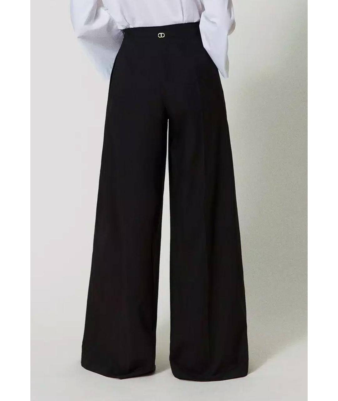 TWIN-SET Черные хлопковые брюки широкие, фото 4