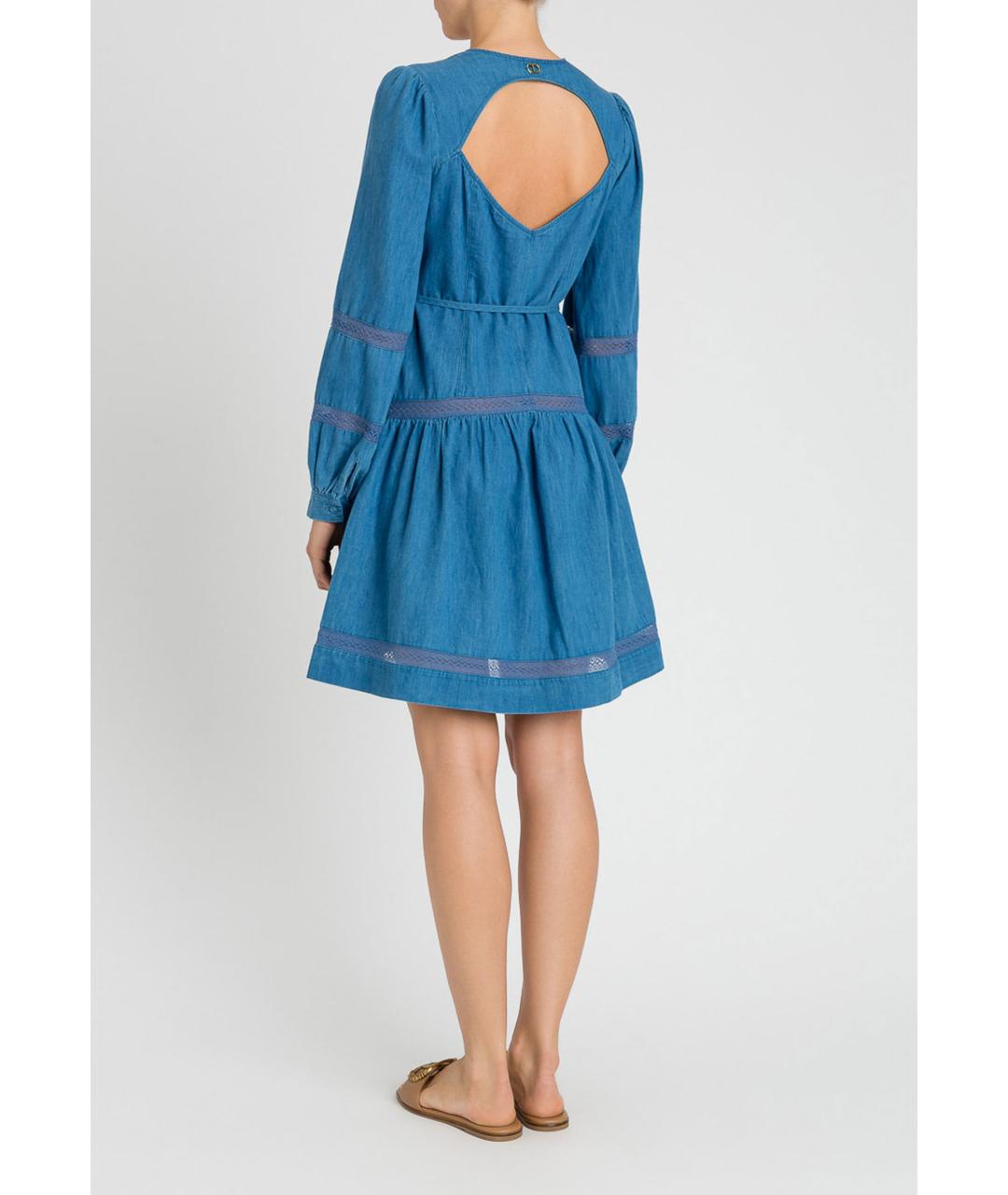 TWIN-SET Синее хлопковое повседневное платье, фото 3