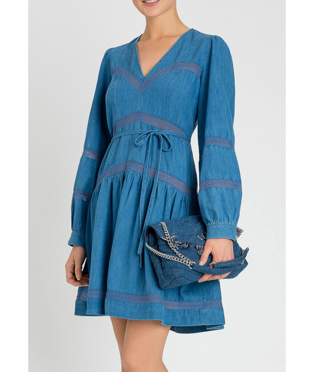 TWIN-SET Синее хлопковое повседневное платье, фото 5